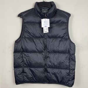 NEW Uniqlo Ultra Light Down Vest Sz Medium Black Puffer Goose Full Zip Softshell